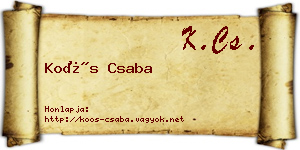 Koós Csaba névjegykártya